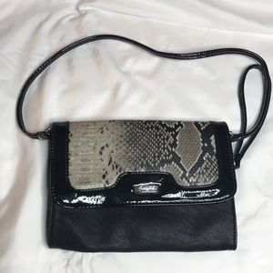 Grace Adele clutch faux l python detachable strap
